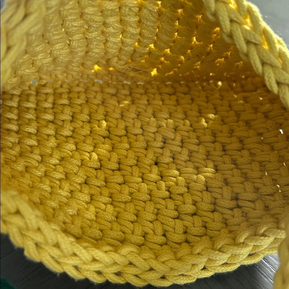 Handmade VINTAGE Yellow Crochet Shoulder Bag with Watermelon Charm 🍉